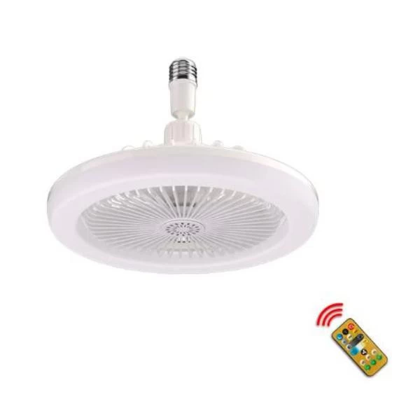 مروحة سقف 2 في 1 ومصباح مع جهاز تحكم عن بعد بـ 3 سرعات - 4 وات، أبيض